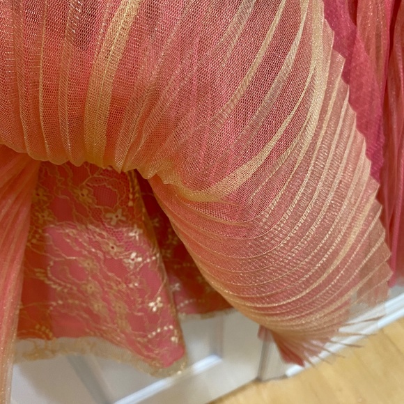 SHERRI HILL 45112 SZ 2 CORAL GOLD 2 PC SKIRT CROP COCKTAIL HOMECOMEING DRESS - Picture 12 of 13